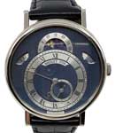Classique Day/Date/ Moonphase 39mm in White Gold on Black Crocodile Leather Strap with Blue Dial
