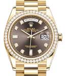 Day Date 36mm in Yellow Gold with Diamond Bezel on Bracelet with Grey Diamond Dial