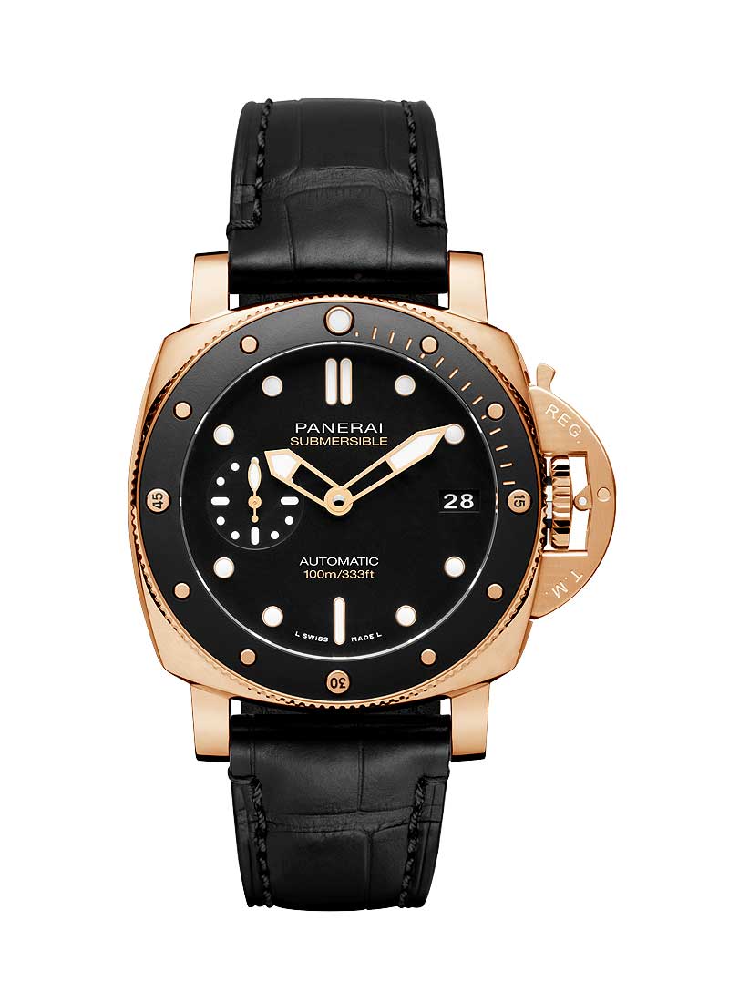 Panerai PAM 974 - Submersible 42mm in Rose Gold with Black Ceramic Bezel