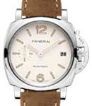 PAM 1043 - Luminor Due 38mm in Steel on Brown Leather Strap with White Dial