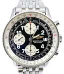 Old Navitimer 40mm Chronograph in Steel on Steel Bracelet with Black Dial