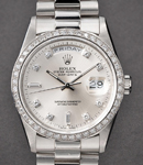 DayDate President 36mm in White Gold with Diamond Bezel On President Bracelet with Silver Diamond Dial