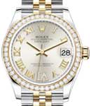 Mid Size 31mm Datejust in Steel with Yellow Gold Diamond Bezel on Jubilee Bracelet with Silver Roman Dial - Diamonds on VI