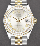 Mid Size 31mm Datejust in Steel with Yellow Gold Diamond Bezel on Jubilee Bracelet with Silver Roman Dial - Diamonds on VI