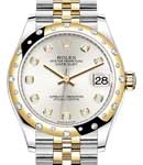Midsize 31mm Datejust in Steel with Yellow Gold 24 Diamond Bezel on Jubilee Bracelet with Silver Diamond Dial