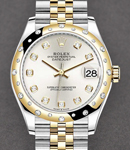 Midsize 31mm Datejust in Steel with Yellow Gold 24 Diamond Bezel on Jubilee Bracelet with Silver Diamond Dial