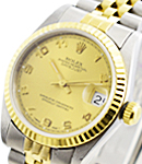 2-Tone Mid Size Datejust with Fluted Bezel on Jubilee Bracelet with Champagne Arabic Dial