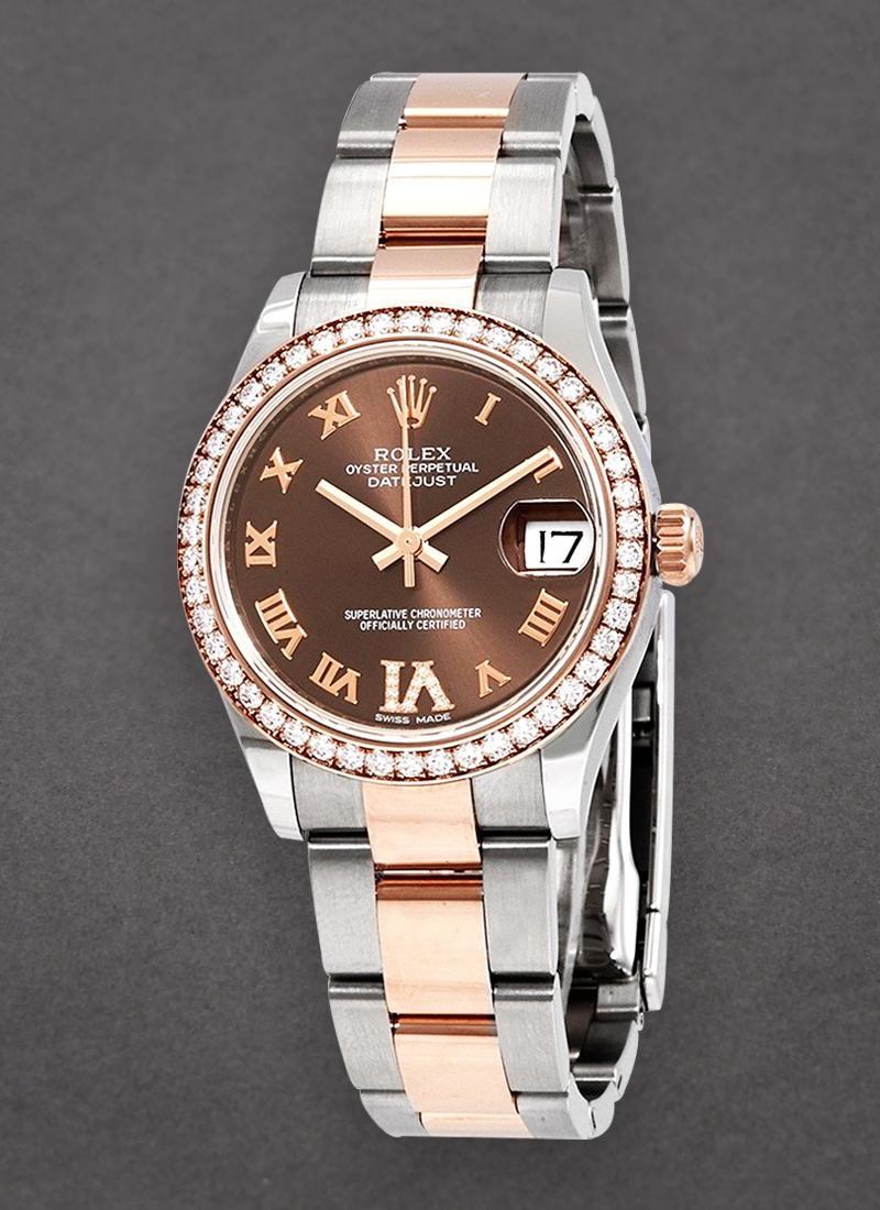 Rolex Unworn Datejust 31mm in Steel with Rose Gold Diamond Bezel