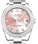 Datejust 31mm in Steel with Diamond Bezel on Oyster Bracelet with Pink Diamond Dial