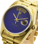 President 36mm Yellow Gold Single Quick on President Bracelet with Custom Lapis Lazuli Dial