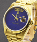 President 36mm Yellow Gold Single Quick on President Bracelet with Custom Lapis Lazuli Dial