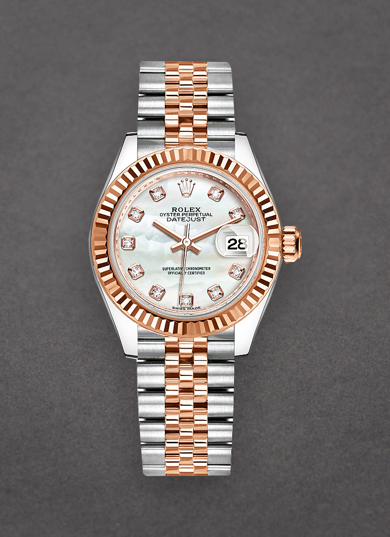 Pre-Owned Rolex Lady's Datejust 26mm in Steel with Rose Gold Fluted Bezel