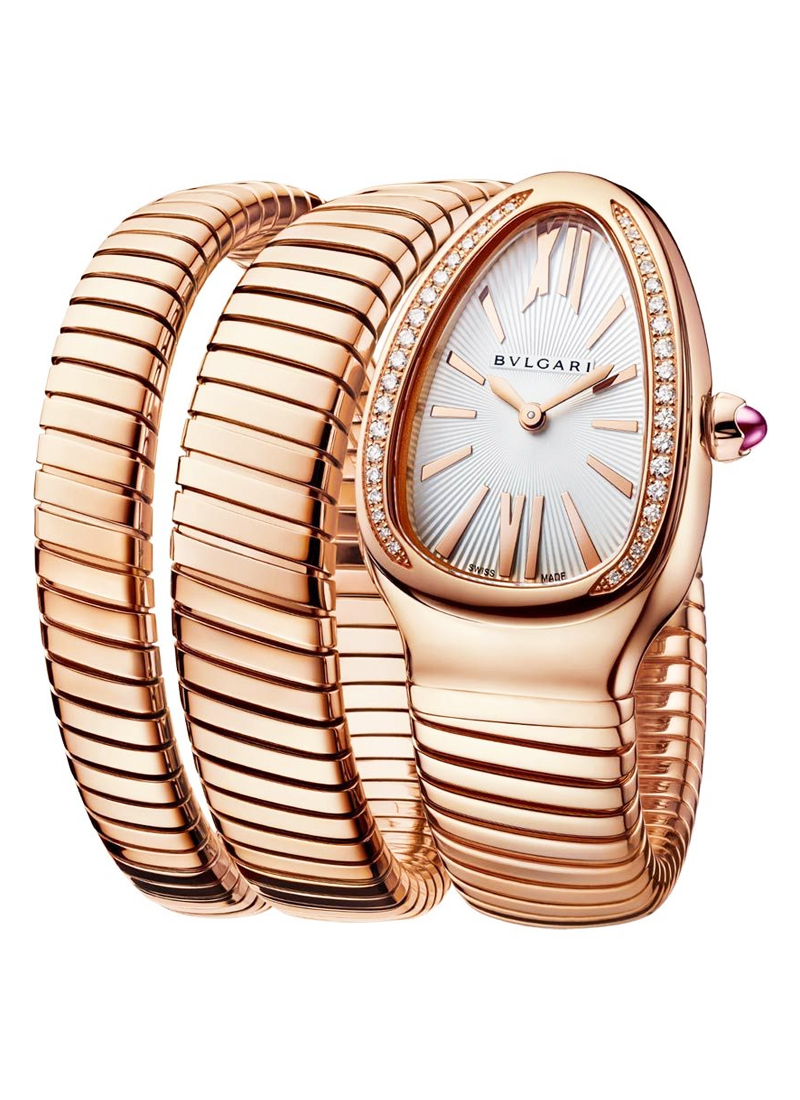 Bvlgari Serpenti Double (2) Loop Version Tubogas in Rose Gold with Diamond Bezel