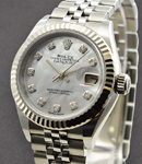 Datejust 28mm in Steel with White Gold Fluted Bezel on Steel Jubilee Bracelet with MOP Diamonds Dial