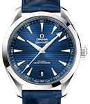 Seamaster Aqua Terra 150M Master Chronometer 41mm in Steel on Blue Alligator Leather Strap with Blue Dial