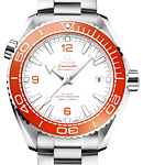 Planet Ocean Chronograph Mens Automatic in Steel On Steel Bracelet with White Dial with Orange Bezel