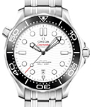 Seamaster Diver 300M Chronometer in Steel with Black Ceramic Bezel on Steel Bracelet with White Dial