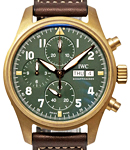 Pilot Spitfire Chronograph in Bronze on Brown Leather Strap with Green Dial