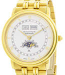 Leman Moonphase with Triple Calendar 34mm Automatic in Yellow Gold on Yellow Gold Bracelet with White Dial
