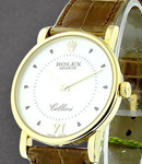 Cellini 32mm in Yellow Gold on Brown Crocodile Leather Strap with White Dial