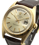 Day-Date President Ref 1803 on Strap Champagne Dial - Brown Rolex Strap 