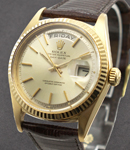 Day-Date President Ref 1803 on Strap Champagne Dial - Brown Rolex Strap 