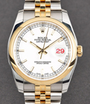 Datejust 36mm in Steel with Yellow Gold Domed Bezel on Jubilee Bracelet with White Index Dial