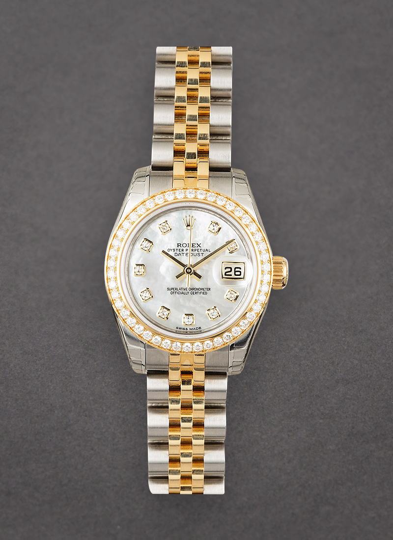 Pre-Owned Rolex Datejust 26mm in Steel with Yellow Gold Diamond Bezel