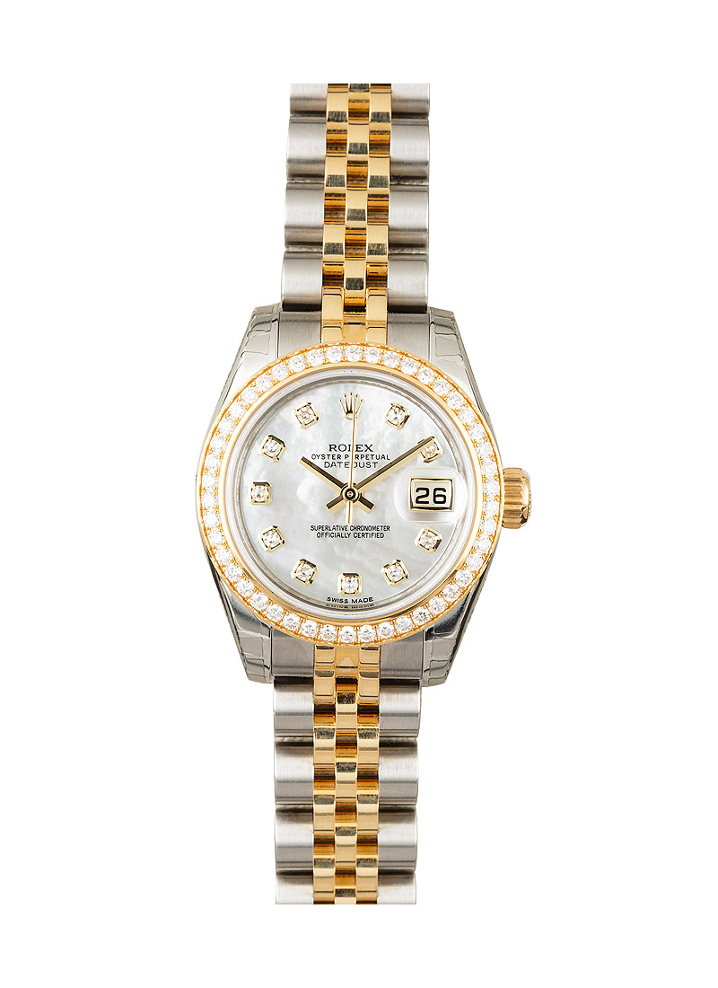 Pre-Owned Rolex Datejust 26mm in Steel with Yellow Gold Diamond Bezel