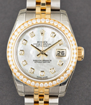 Datejust 26mm in Steel with Yellow Gold Diamond Bezel on Jubilee Bracelet with MOP Diamond Dial