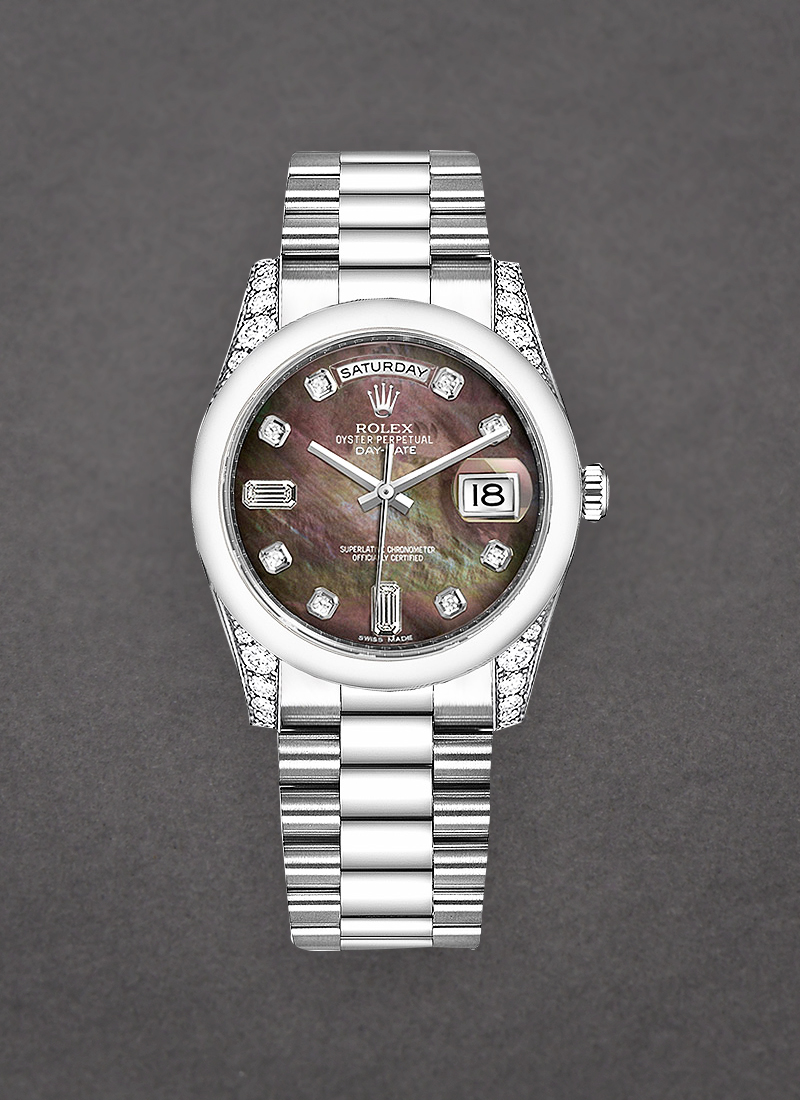 Pre-Owned Rolex President 36mm in Platinum with Smooth Bezel - Diamonds on Lugs