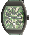 Vanguard 44mm in Titanium on Green Leather & Rubber Strap with Green Camoflage Dial