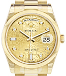 President 36mm in Yellow Gold with Domed Bezel on President Bracelet with Champagne Jubilee Diamond Dial
