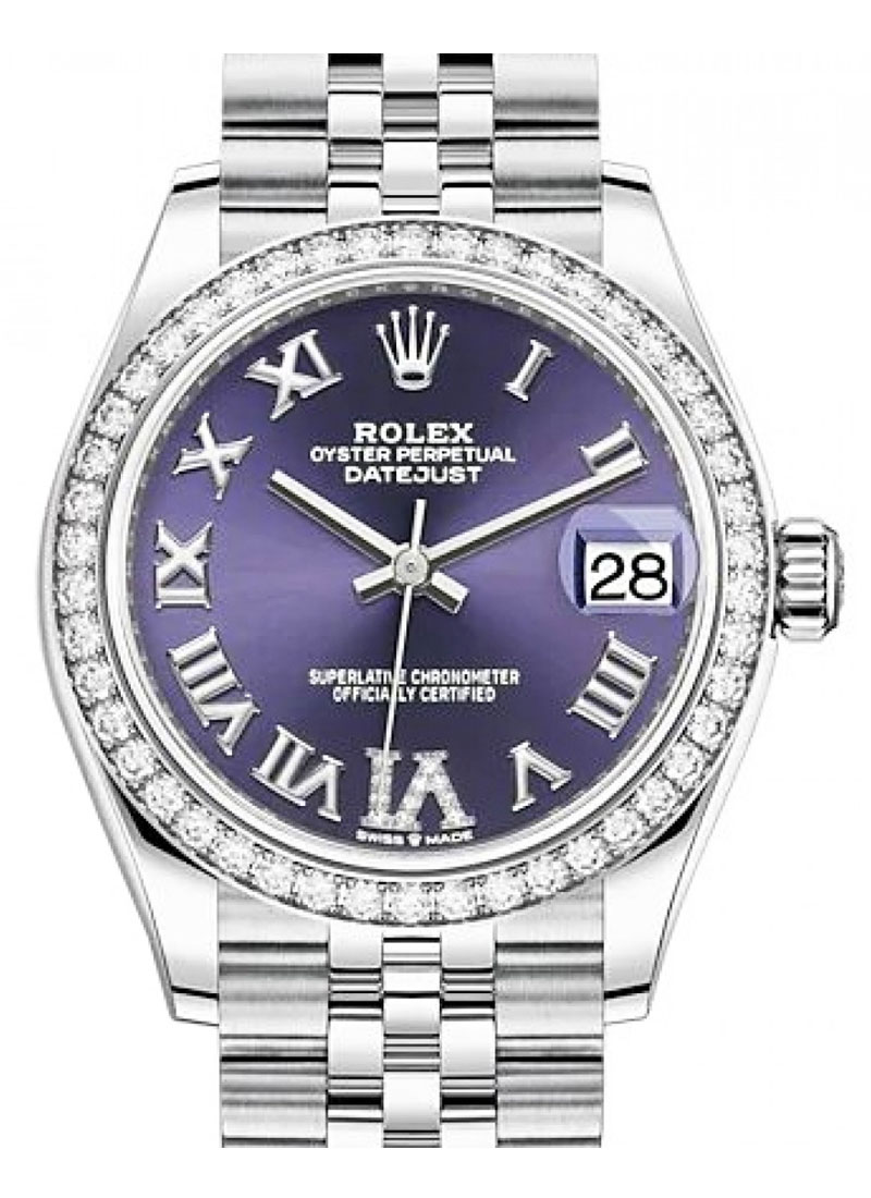 Pre-Owned Rolex Datejust 31mm in Steel with White Gold Diamond Bezel