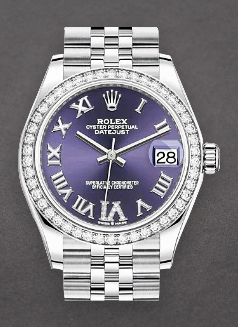 Pre-Owned Rolex Datejust 31mm in Steel with White Gold Diamond Bezel