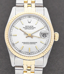 Mid Size 31mm Datejust in Steel with Yellow Gold with Fluted Bezel   on Jubilee Bracelet with Silver Stick Dial