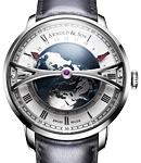 Globetrotte 45mmr in Steel on Blue Calfskin Leather Strap with Silver Opaline Dial