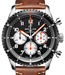 Aviator 8 B01 Chronograph 43 Mosquito in Steel on Brown Calfskin Leather with Black Dial