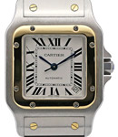 Santos 100 L size 38mm Automatic in Steel with Yellow Gold Bezel on 2 Tone Bracelet with White Roman Dial