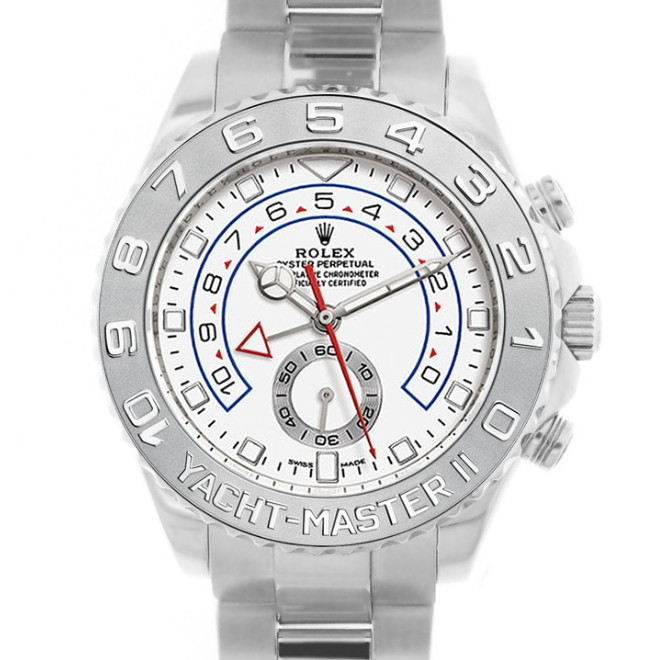 White Gold Yacht-Master II - Mercedes Hands on Oyster Bracelet with White Dial