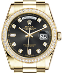 Day Date 36mm President in Yellow Gold with Diamond Bezel on President Bracelet with Black Diamond Dial