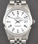 Date 34mm in Steel Smooth Bezel on Jubilee Bracelet with White Roman Dial