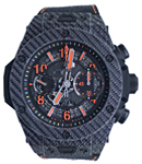 Big Bang Unico mens 45mm in Carbon fiber and Black Texalium On Black Rubber Strap with Black Dial - Orange Markers