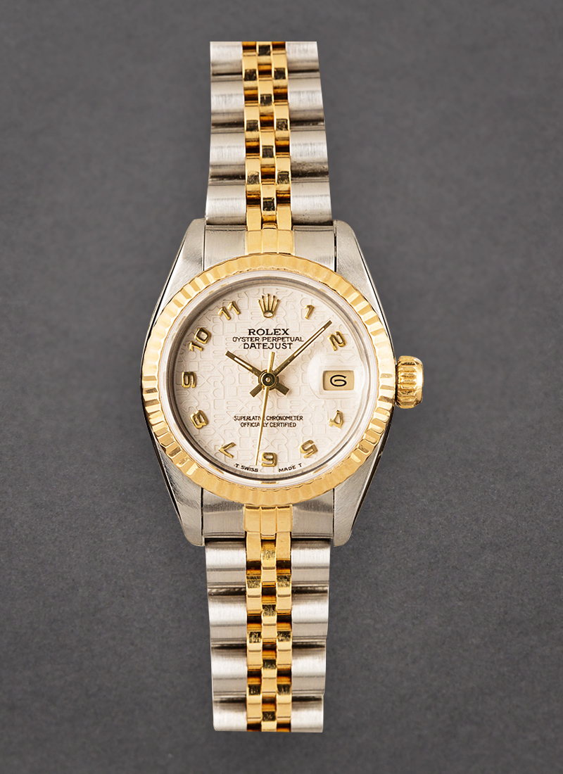 Pre-Owned Rolex Lady's 26mm Datejust in Steel with Yellow Gold Fluted Bezel