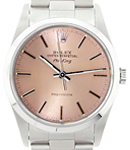 Air King 34mm in Steel with Domed Bezel on Steel Oyster Bracelet in Pink Stick Dial