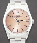 Air King 34mm in Steel with Domed Bezel on Steel Oyster Bracelet in Pink Stick Dial