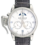Chronofighter Mens 42mm Automatic in Steel with Diamond Bezel on Grey Crocodile Leather Strap with Silver Dial