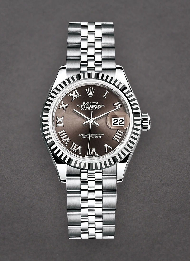 Pre-Owned Rolex Ladies Datejust 28mm in Steel with Fluted Bezel