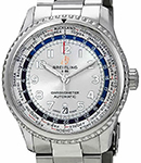 Navitimer 8 Unitime 43mm in Steel on Steel Bracelet with Silver Dial