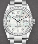 Datejust 36mm in Steel with Diamond Bezel on Steel Oyster Bracelet with MOP Diamond Dial